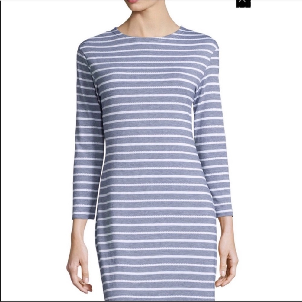 Sail to Sable Blue/ Gray White Striped Dress